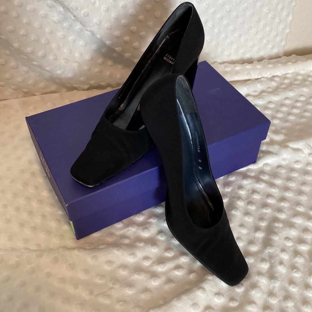 Stuart Weitzman Black Crpe Heels
